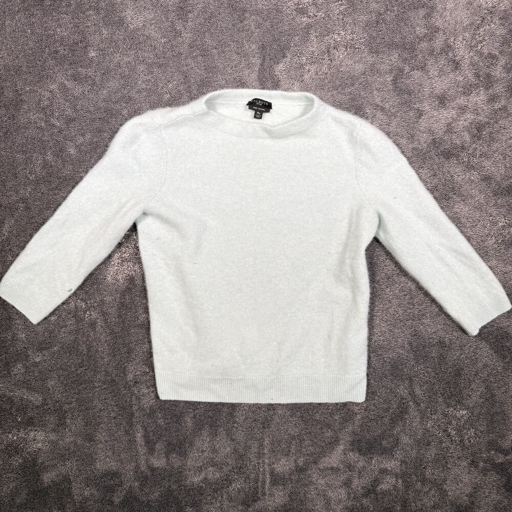 Talbots Cashmere Sweater Womens MP Blue 3/4 Sleeve Pure Cashmere